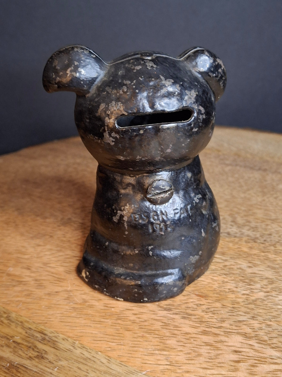 RARE Black Colorway Antique Hubley Cast Iron Fido Dog Still Bank 1904 Orig Paint