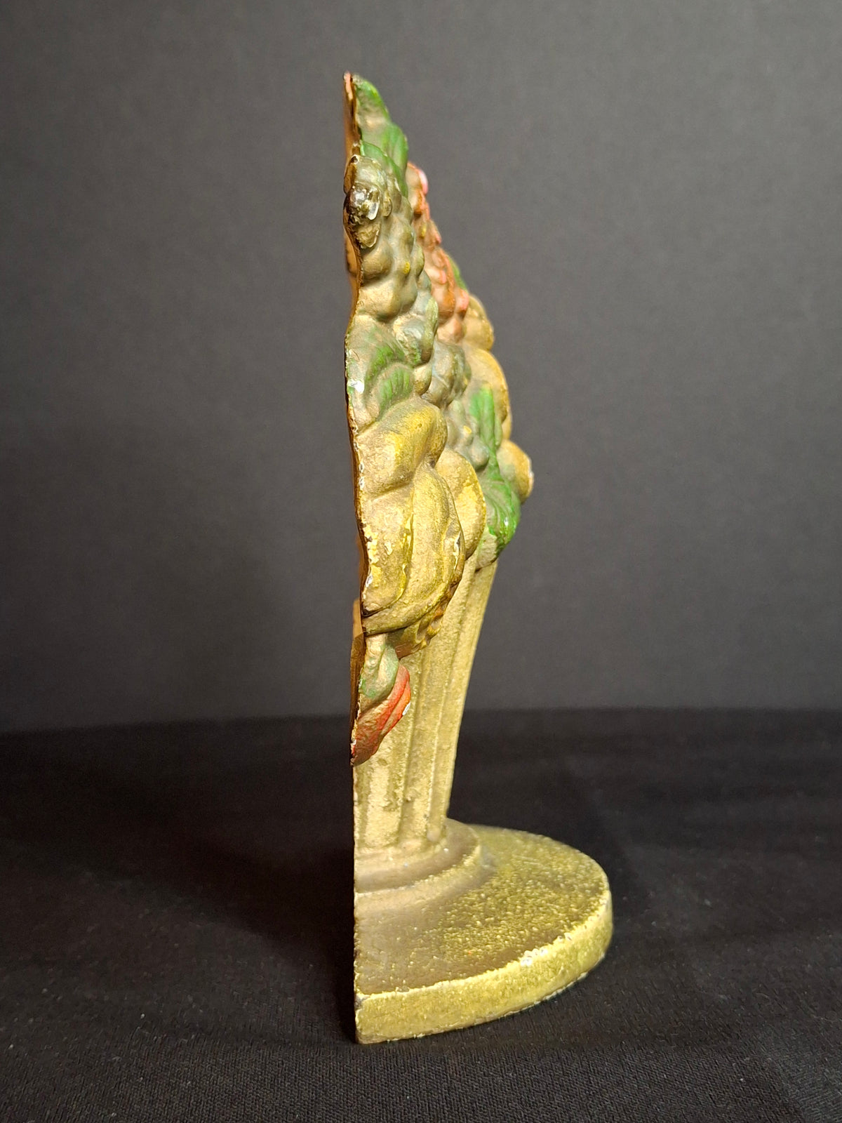 Antique Hubley 479 Cast Iron Flower Basket Urn Doorstop Original Paint c. 1920s
