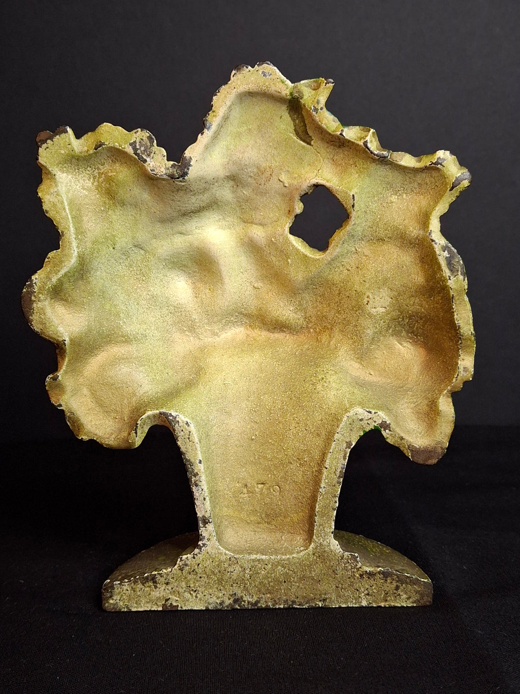 Antique Hubley 479 Cast Iron Flower Basket Urn Doorstop Original Paint c. 1920s