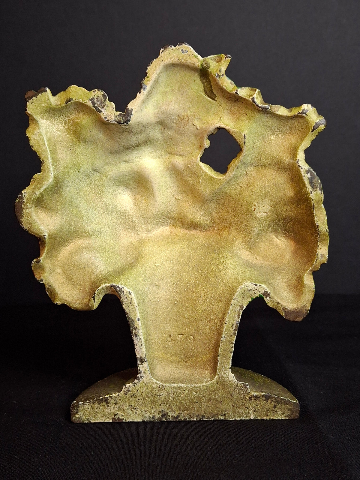 Antique Hubley 479 Cast Iron Flower Basket Urn Doorstop Original Paint c. 1920s