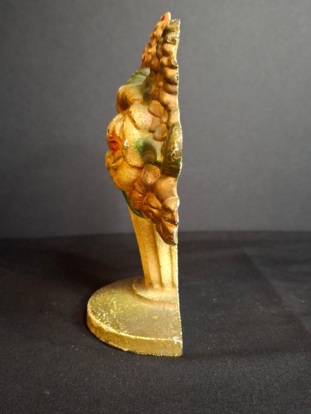 Antique Hubley 479 Cast Iron Flower Basket Urn Doorstop Original Paint c. 1920s