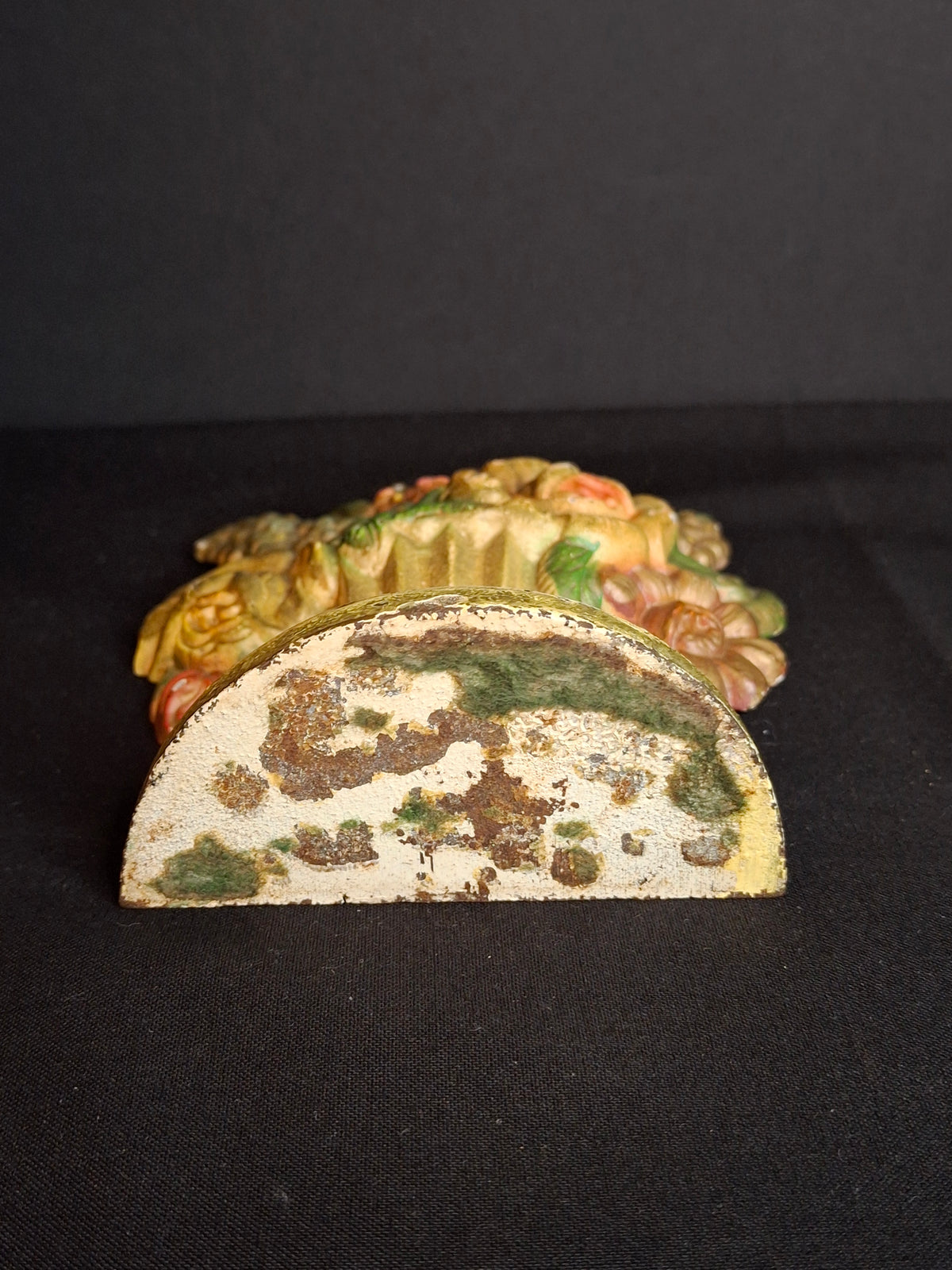 Antique Hubley 479 Cast Iron Flower Basket Urn Doorstop Original Paint c. 1920s
