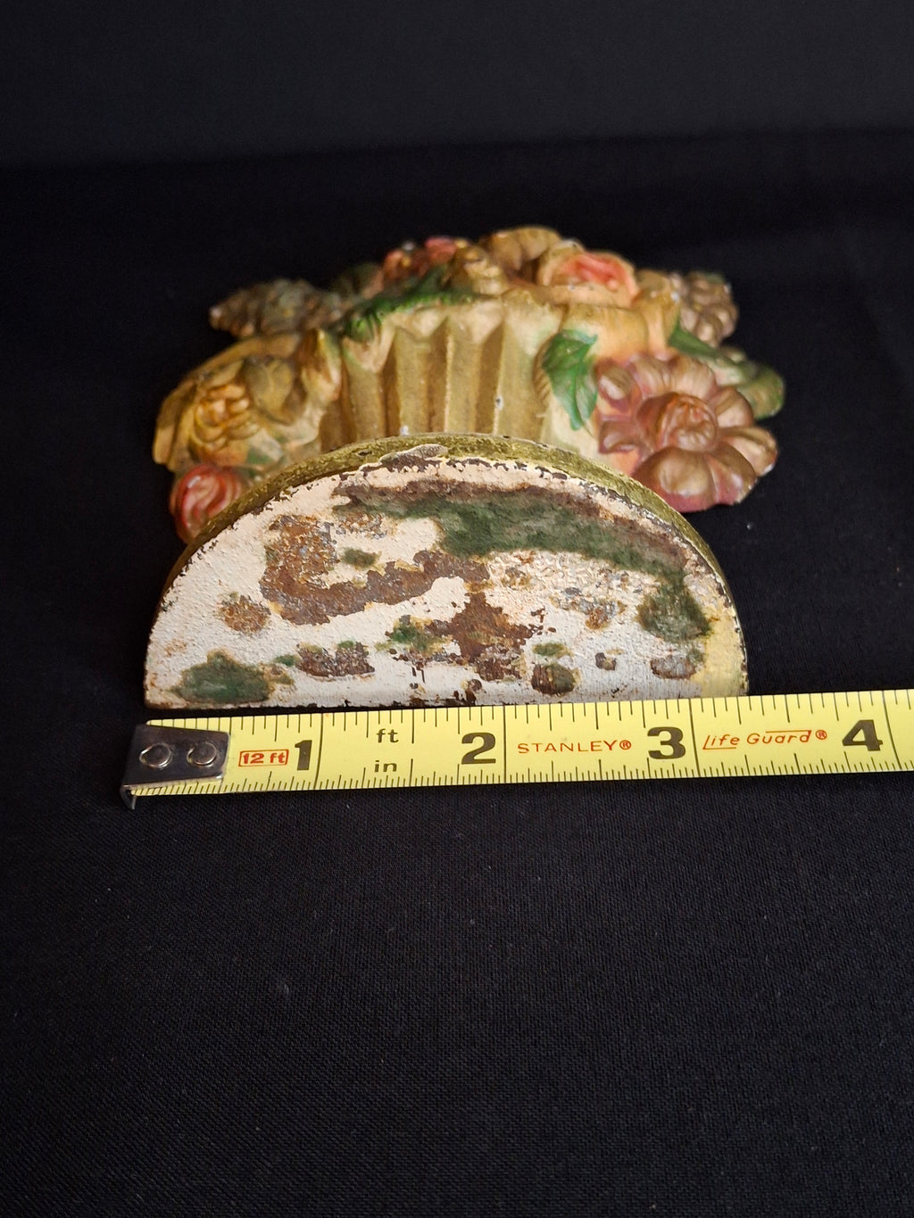 Antique Hubley 479 Cast Iron Flower Basket Urn Doorstop Original Paint c. 1920s