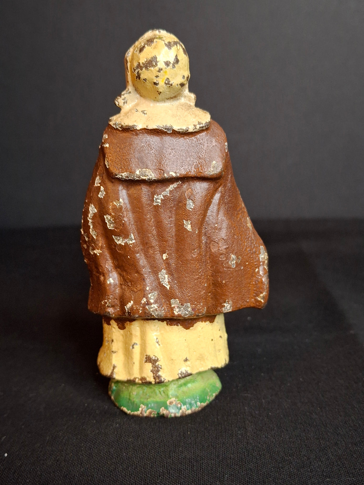 Antique Cast Iron Pilgrim Puritan Woman Figurine Paperweight Attrib Hubley Colonial Lady Thanksgiving