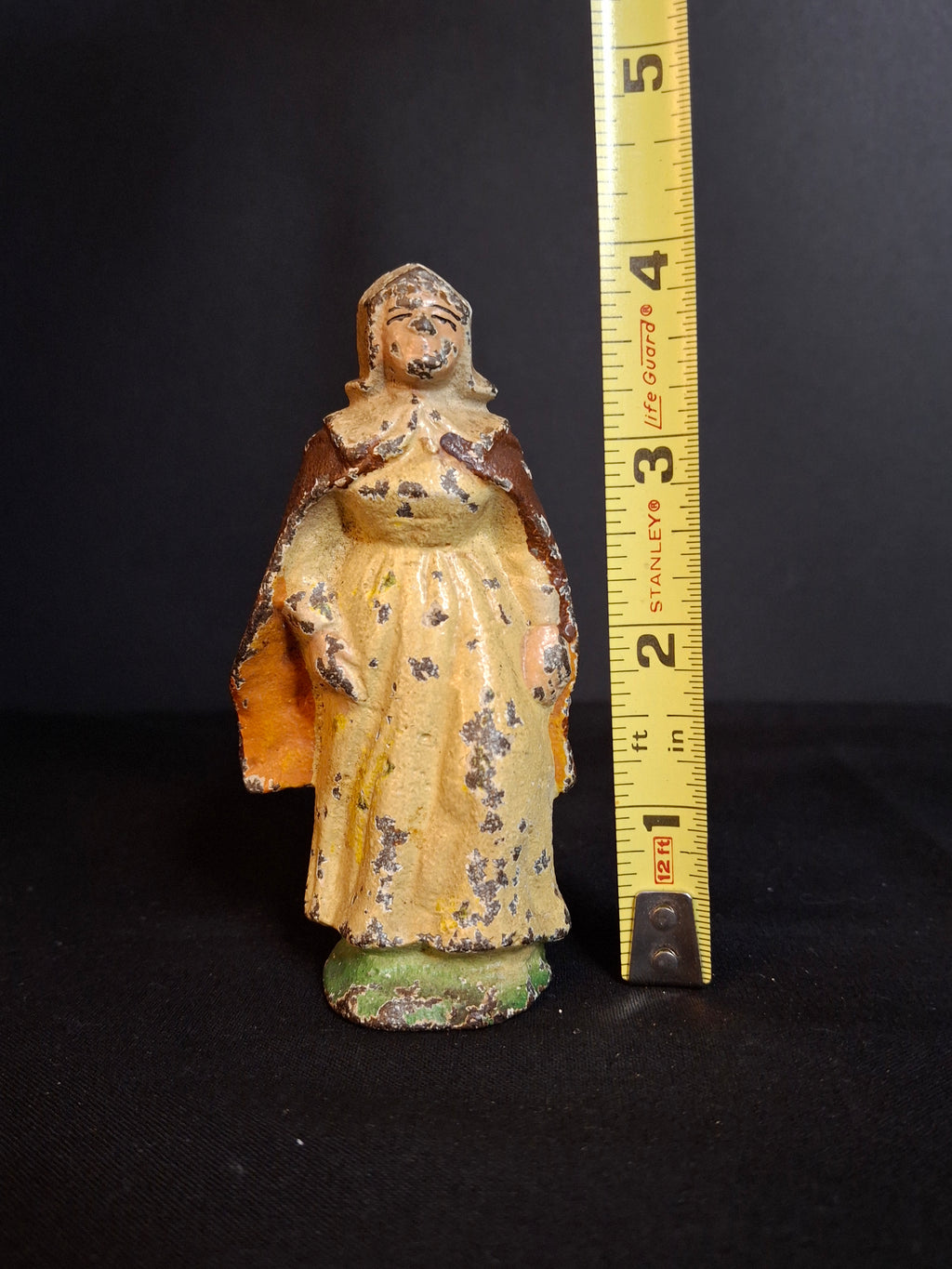 Antique Cast Iron Pilgrim Puritan Woman Figurine Paperweight Attrib Hubley Colonial Lady Thanksgiving
