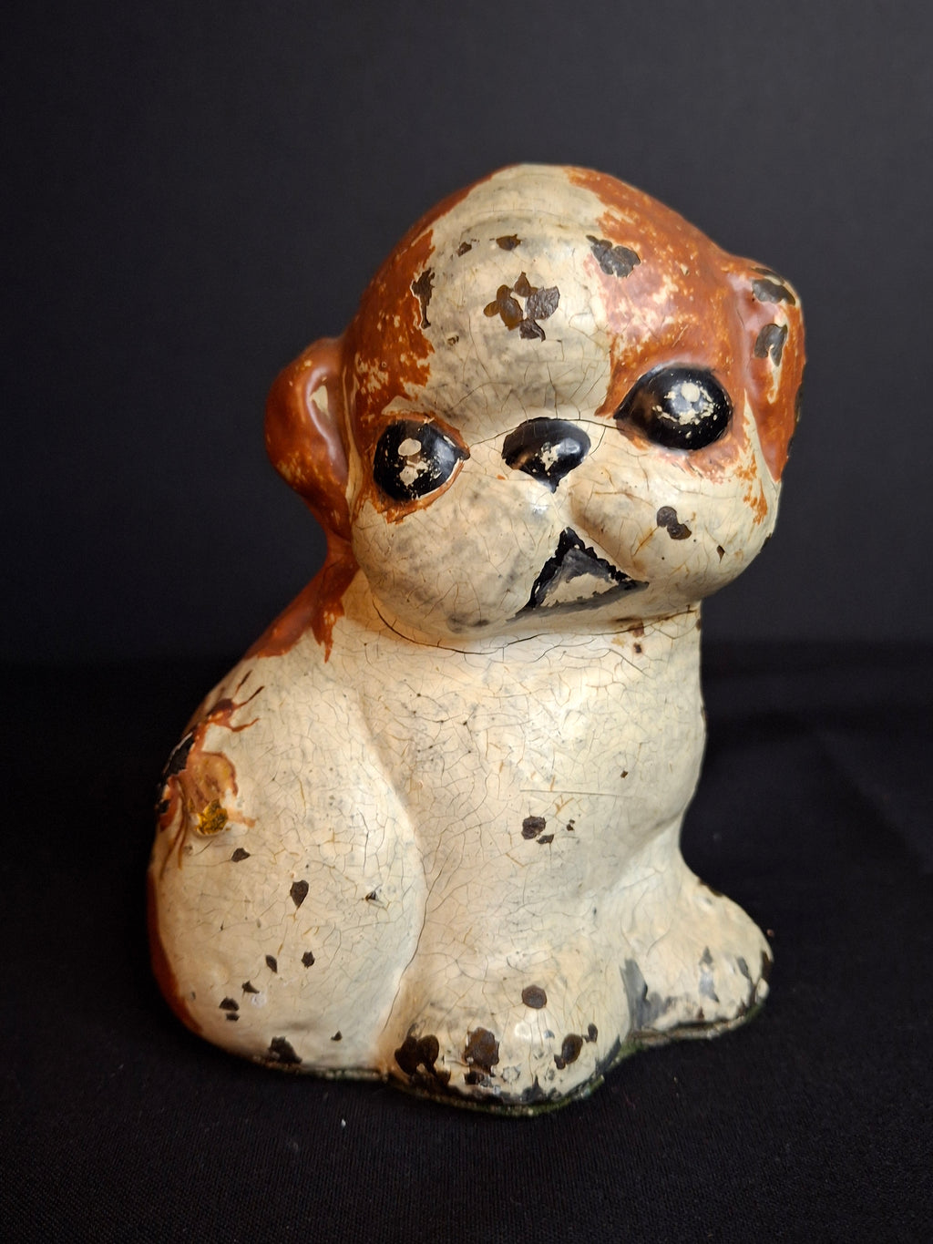 Scarce Antique Hubley Cast Iron Puppo Doorstop Brown Color Variant Grace Drayton 1920s #75