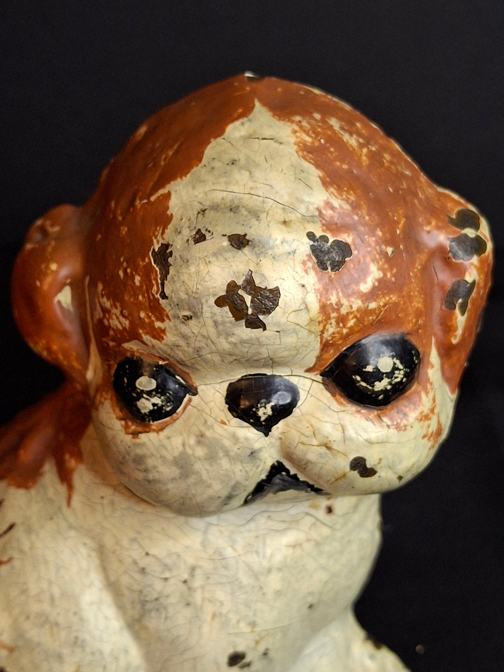 Scarce Antique Hubley Cast Iron Puppo Doorstop Brown Color Variant Grace Drayton 1920s #75