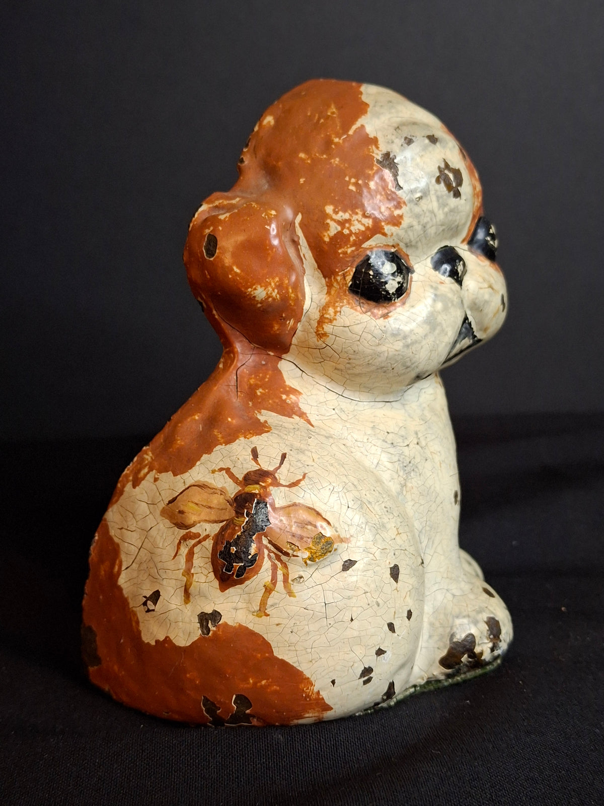 Scarce Antique Hubley Cast Iron Puppo Doorstop Brown Color Variant Grace Drayton 1920s #75