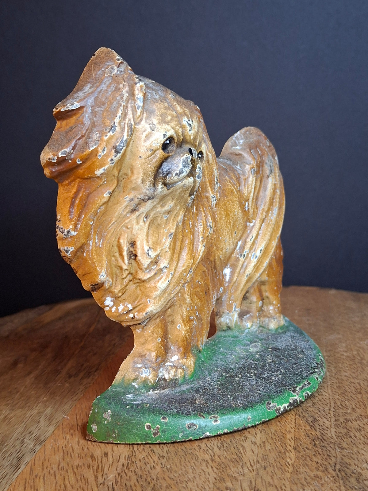 Antique Hubley #353 Cast Iron Pekingese Dog Paperweight Figurine / Single Bookend (c. 1920s)