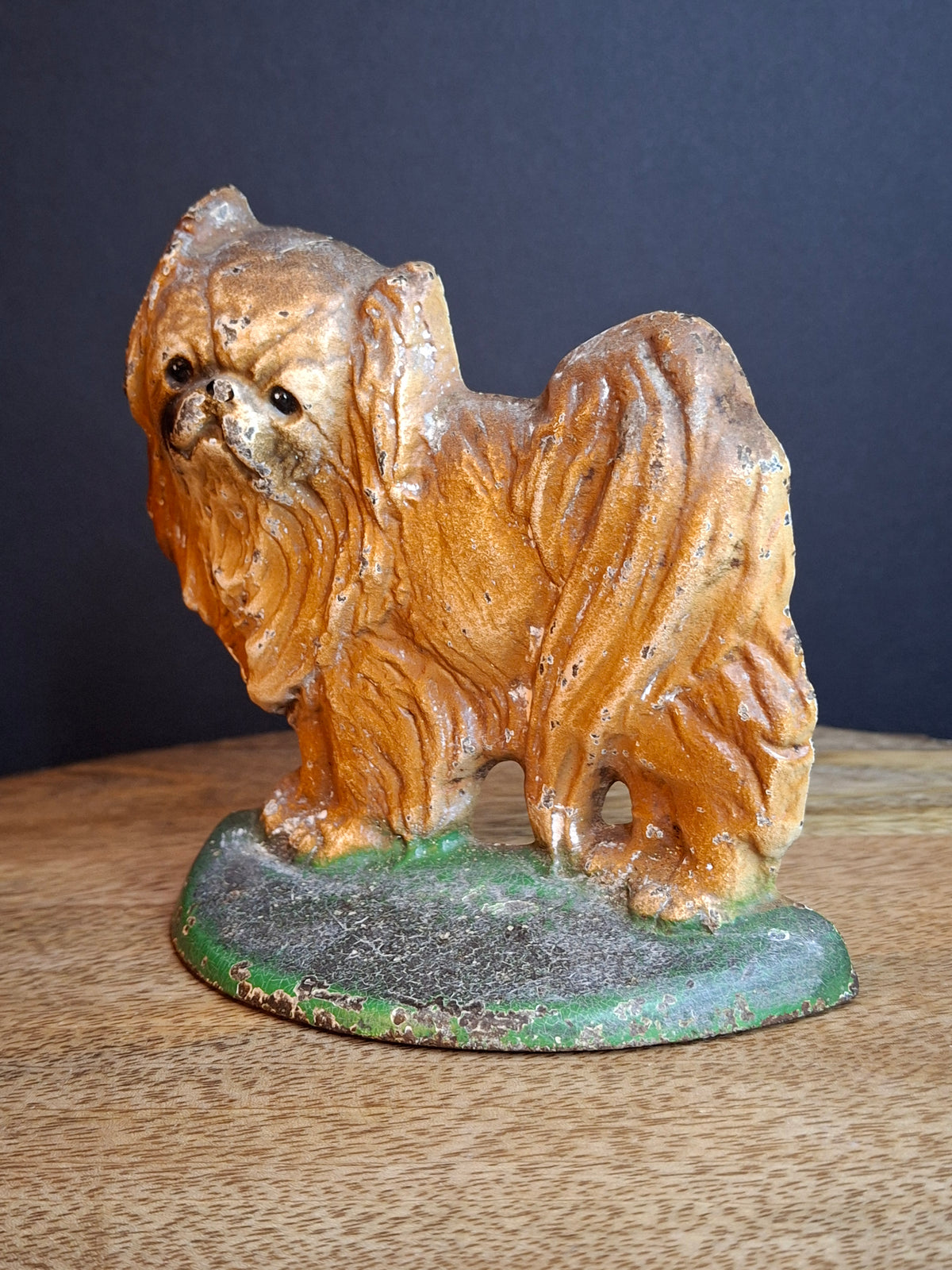 Antique Hubley #353 Cast Iron Pekingese Dog Paperweight Figurine / Single Bookend (c. 1920s)