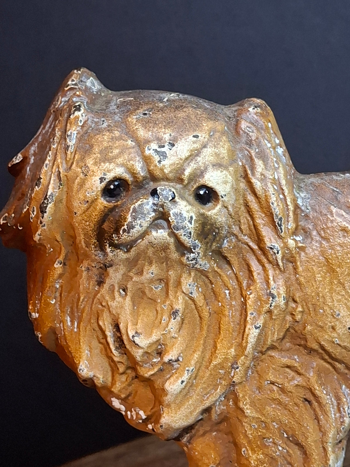 Antique Hubley #353 Cast Iron Pekingese Dog Paperweight Figurine / Single Bookend (c. 1920s)