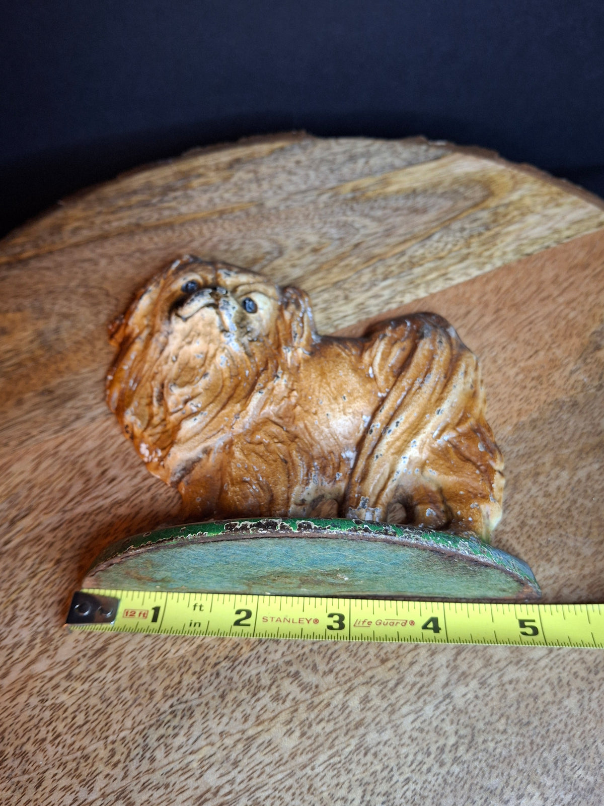 Antique Hubley #353 Cast Iron Pekingese Dog Paperweight Figurine / Single Bookend (c. 1920s)