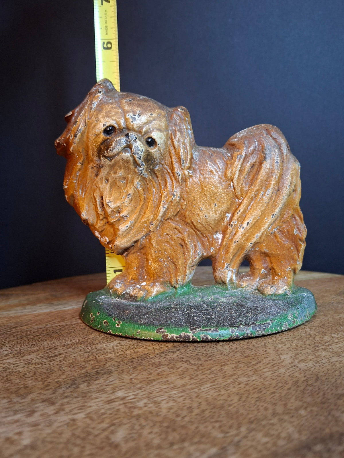 Antique Hubley #353 Cast Iron Pekingese Dog Paperweight Figurine / Single Bookend (c. 1920s)