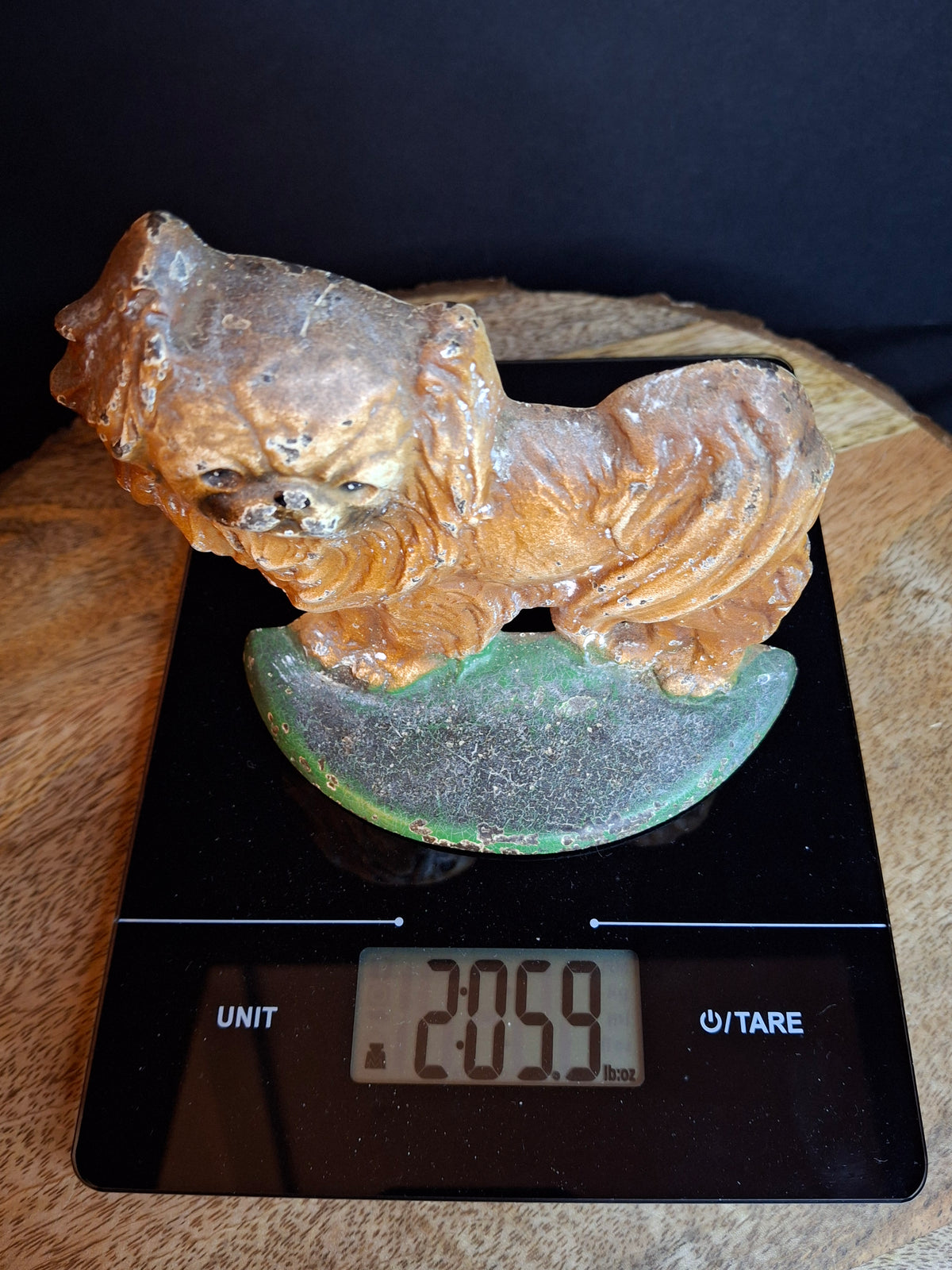 Antique Hubley #353 Cast Iron Pekingese Dog Paperweight Figurine / Single Bookend (c. 1920s)