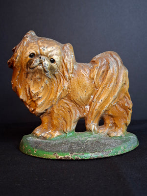 Antique Hubley #353 Cast Iron Pekingese Dog Paperweight Figurine / Single Bookend (c. 1920s)