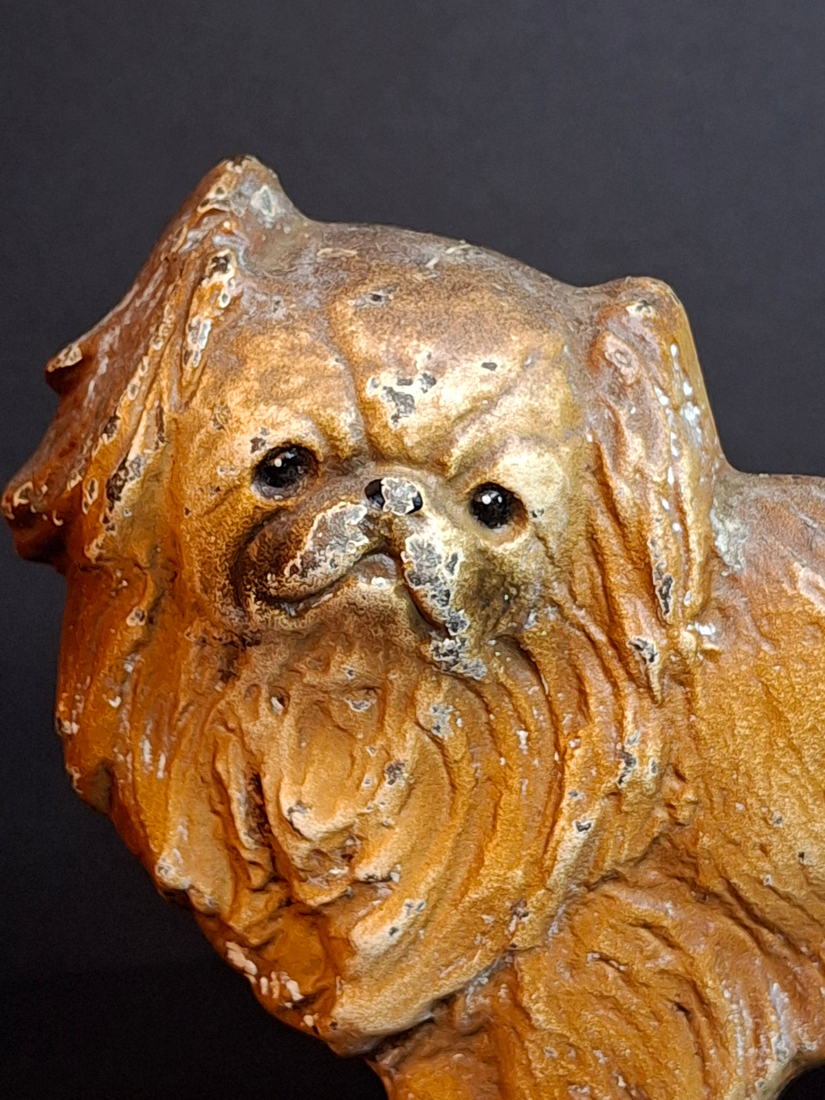 Antique Hubley #353 Cast Iron Pekingese Dog Paperweight Figurine / Single Bookend (c. 1920s)