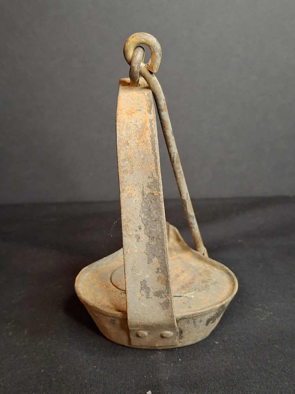 Antique 18th C Tin Betty Lamp Primitive Hand Wrought Grease Fat Oil Light Hook Pick