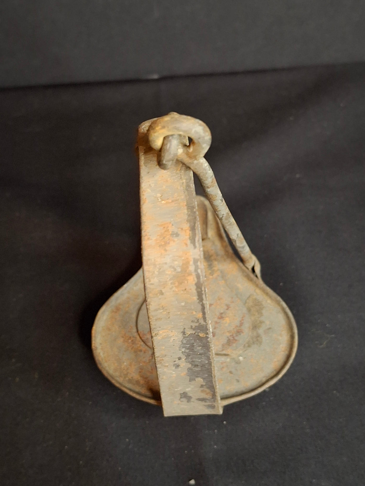 Antique 18th C Tin Betty Lamp Primitive Hand Wrought Grease Fat Oil Light Hook Pick