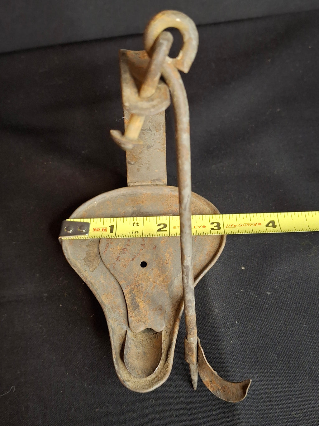 Antique 18th C Tin Betty Lamp Primitive Hand Wrought Grease Fat Oil Light Hook Pick