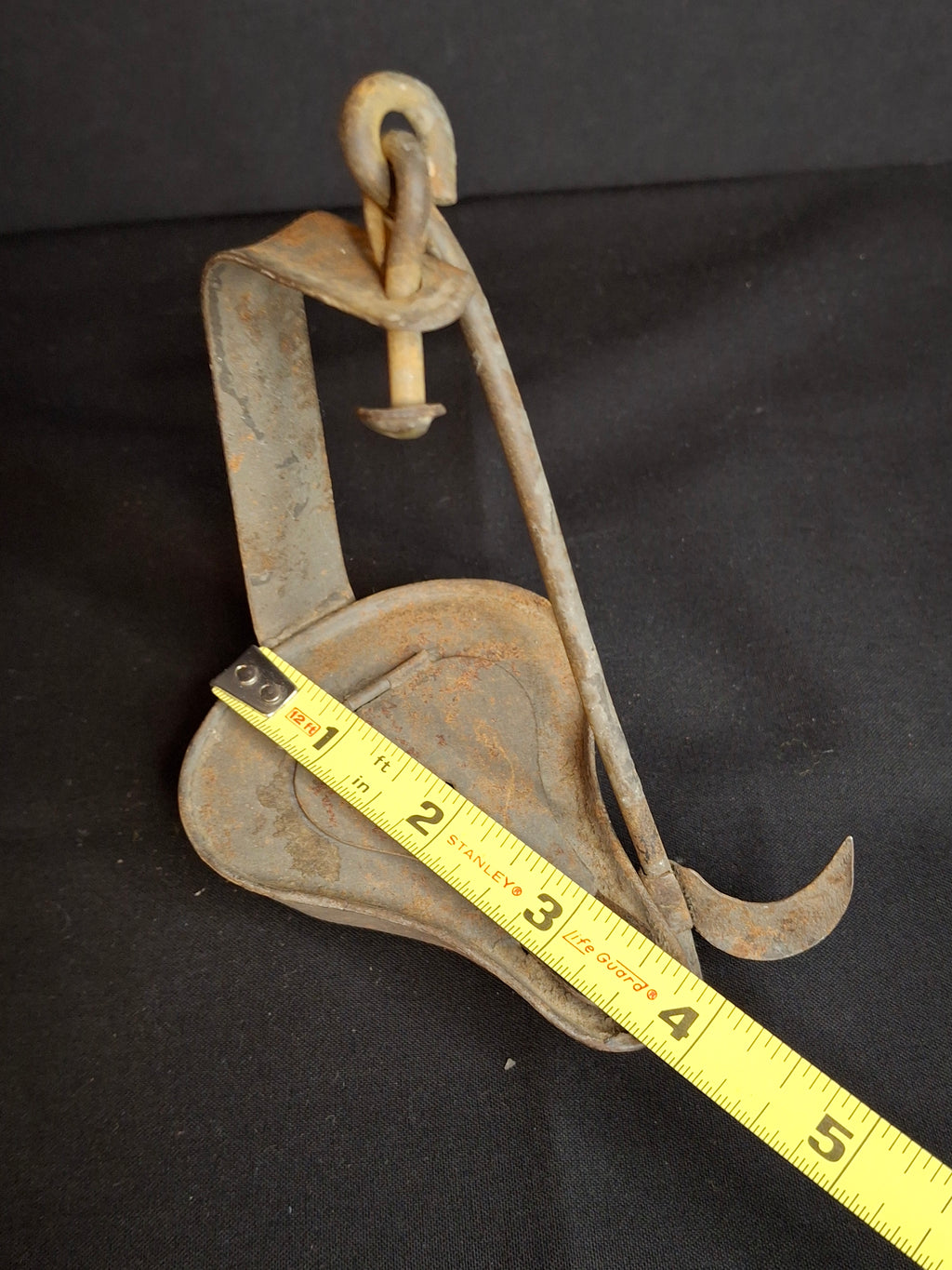 Antique 18th C Tin Betty Lamp Primitive Hand Wrought Grease Fat Oil Light Hook Pick