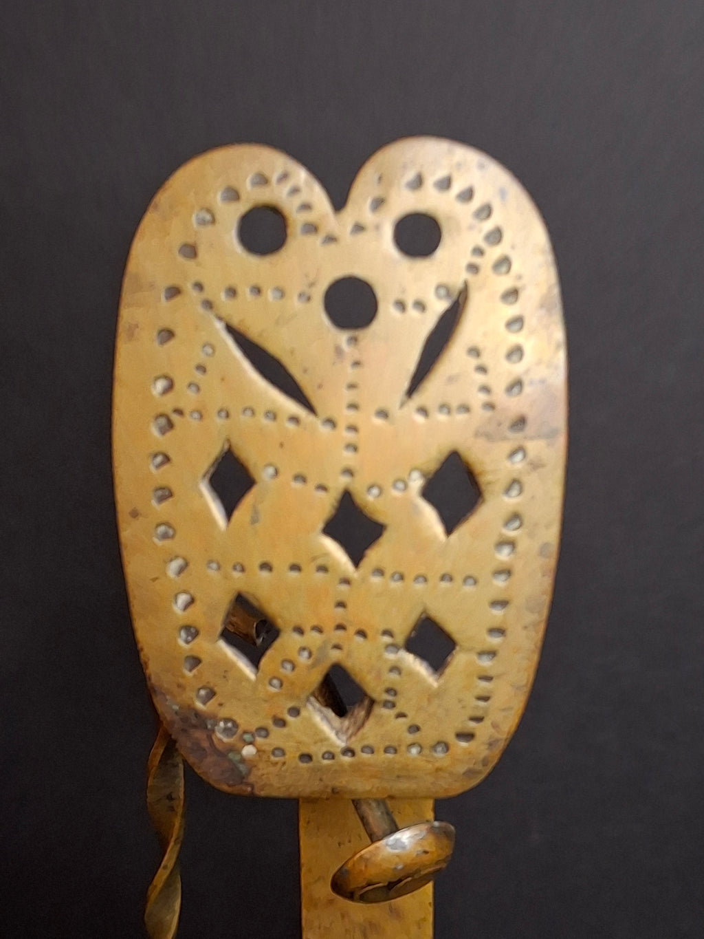 18th Century RARE MUSEUM GRADE Antique Huge Brass Double Cruise Crusie Phoebe Lamp 8.5" Pierced Backplate Marked