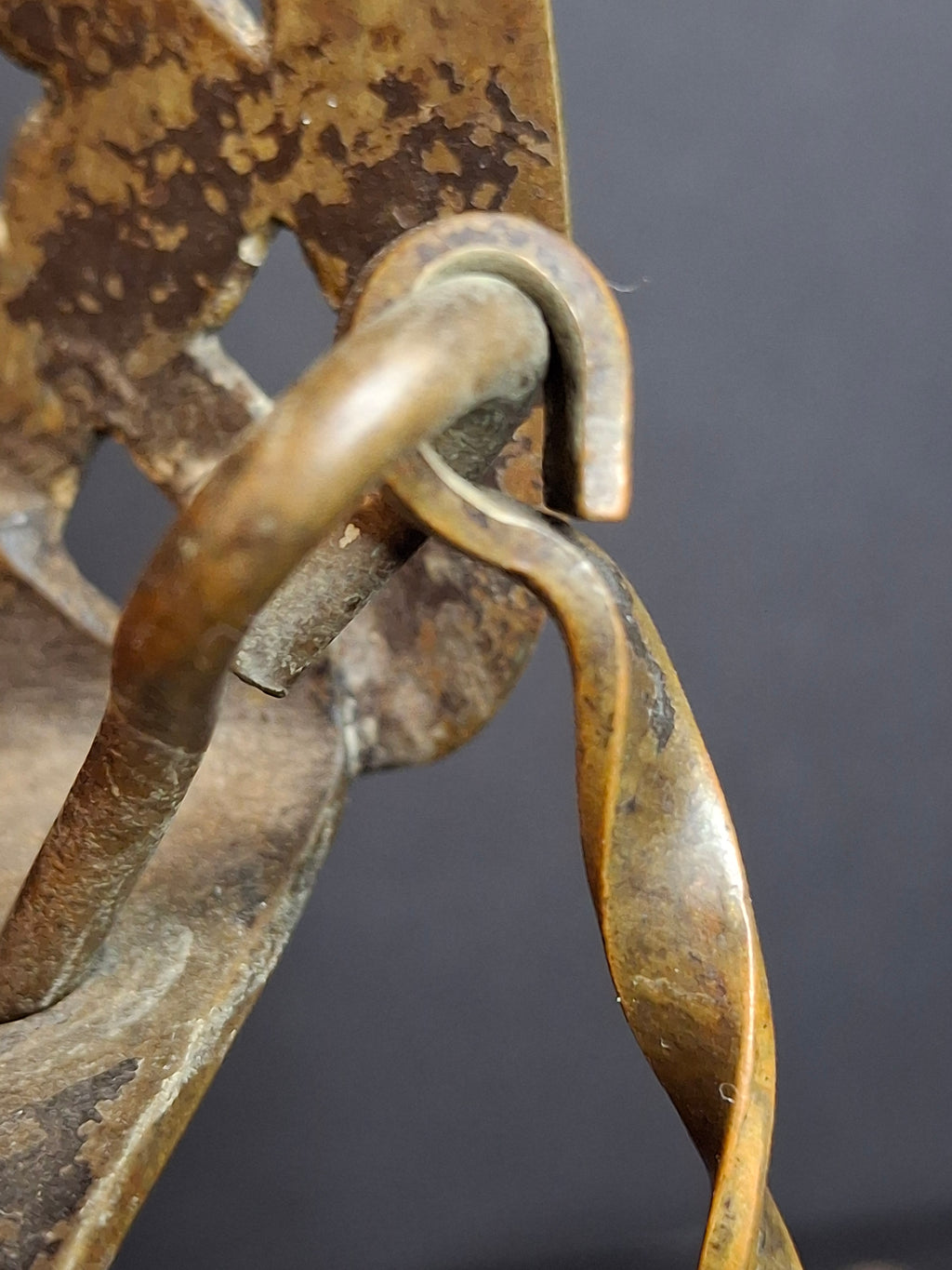 18th Century RARE MUSEUM GRADE Antique Huge Brass Double Cruise Crusie Phoebe Lamp 8.5" Pierced Backplate Marked