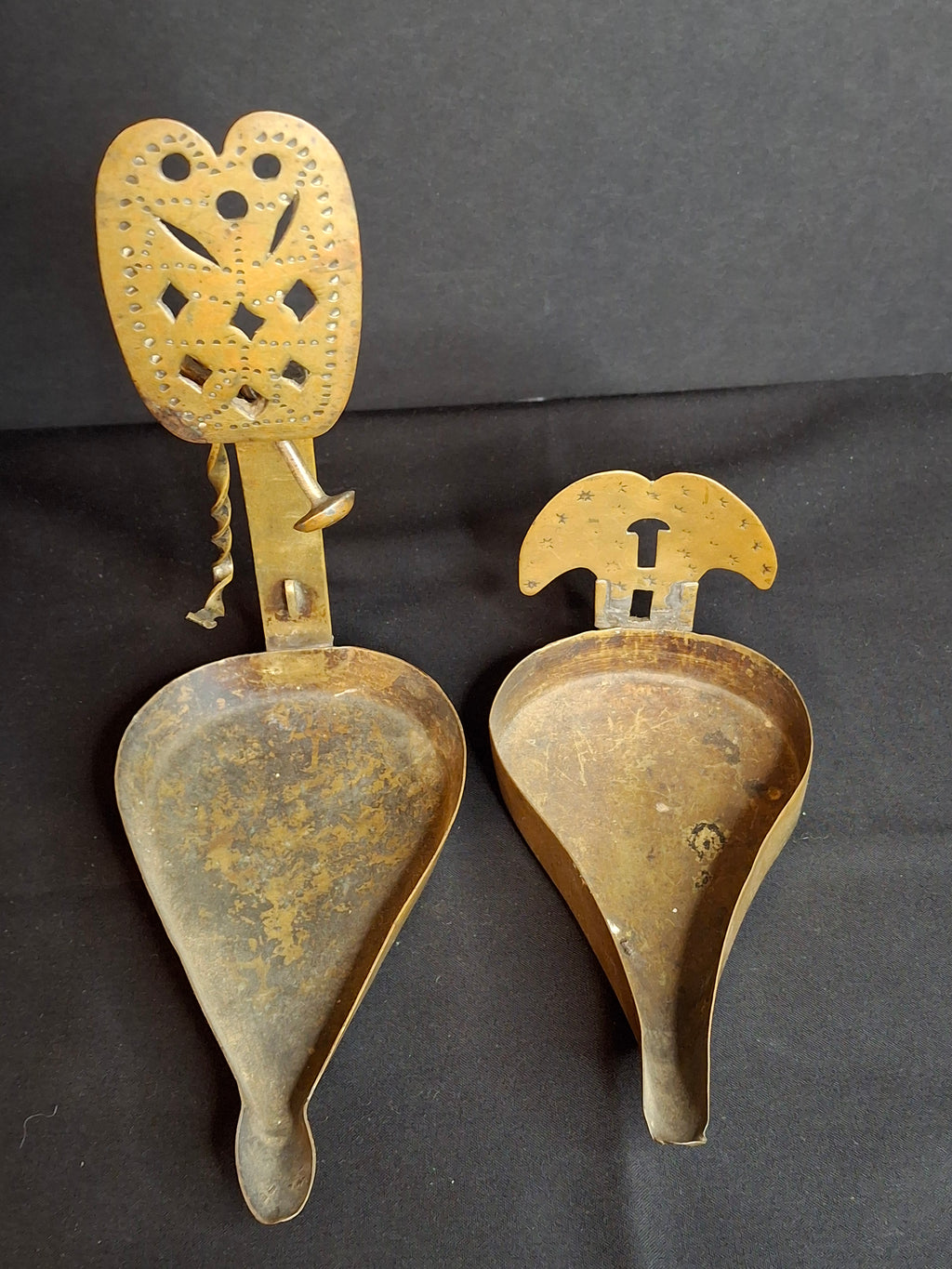 18th Century RARE MUSEUM GRADE Antique Huge Brass Double Cruise Crusie Phoebe Lamp 8.5" Pierced Backplate Marked