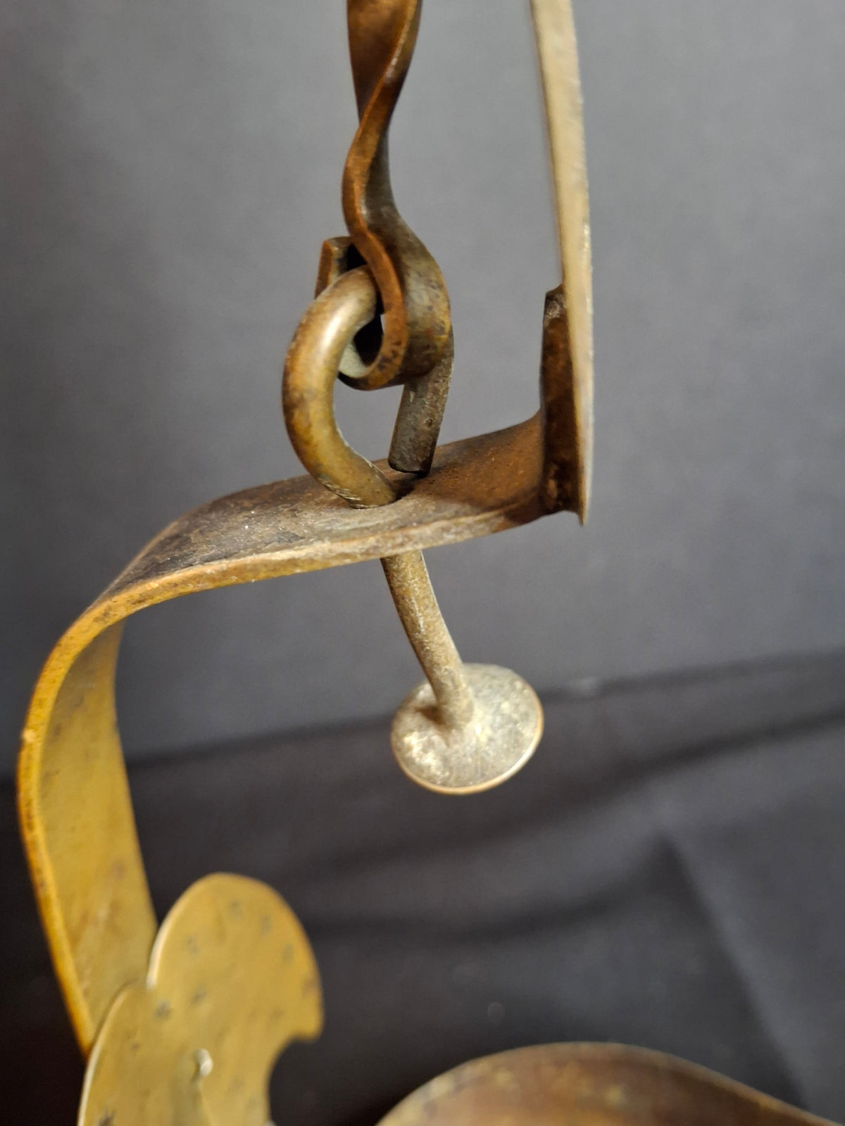 18th Century RARE MUSEUM GRADE Antique Huge Brass Double Cruise Crusie Phoebe Lamp 8.5" Pierced Backplate Marked