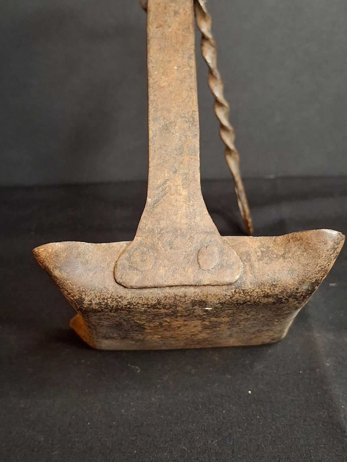 18th Century Hand Forged Wrought Iron 4-Wick Fat Lamp Primitive Square Lard Grease Crusie