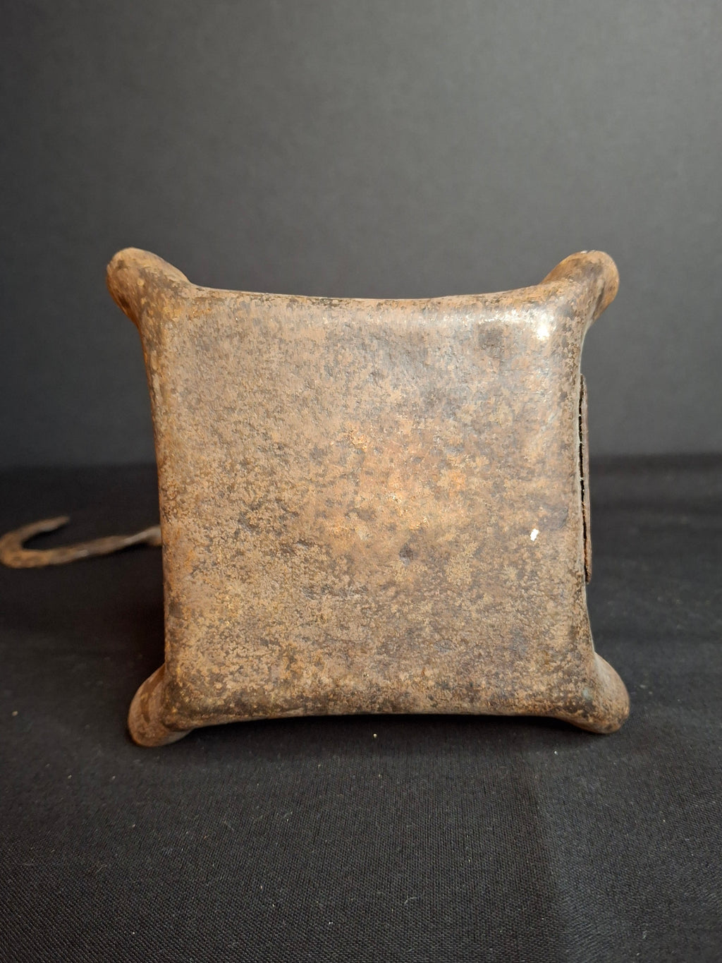 18th Century Hand Forged Wrought Iron 4-Wick Fat Lamp Primitive Square Lard Grease Crusie