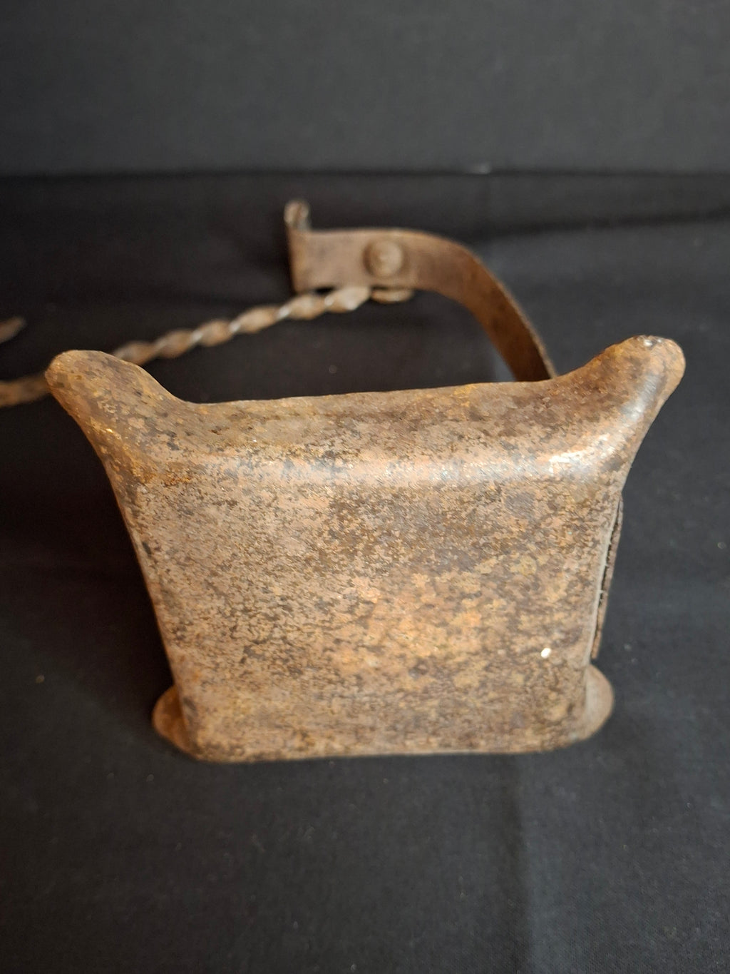 18th Century Hand Forged Wrought Iron 4-Wick Fat Lamp Primitive Square Lard Grease Crusie