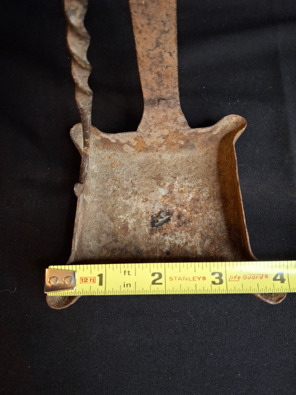 18th Century Hand Forged Wrought Iron 4-Wick Fat Lamp Primitive Square Lard Grease Crusie