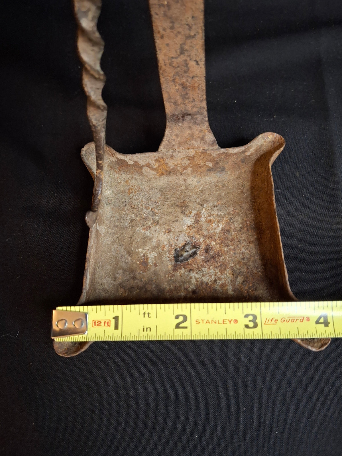 18th Century Hand Forged Wrought Iron 4-Wick Fat Lamp Primitive Square Lard Grease Crusie