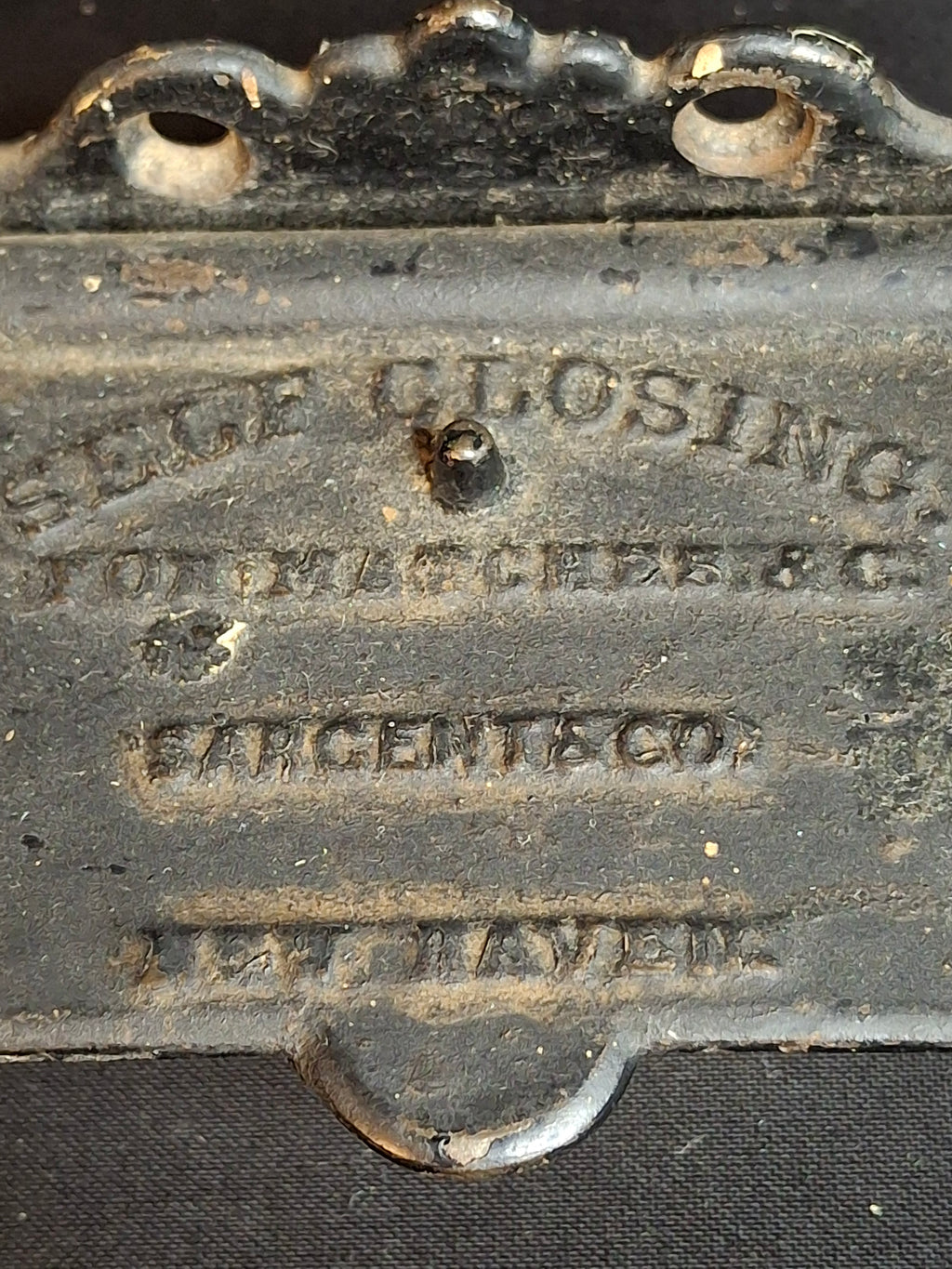 Antique Cast Iron Wall Self Closing Match Safe Box Sargent & Co New Haven CT