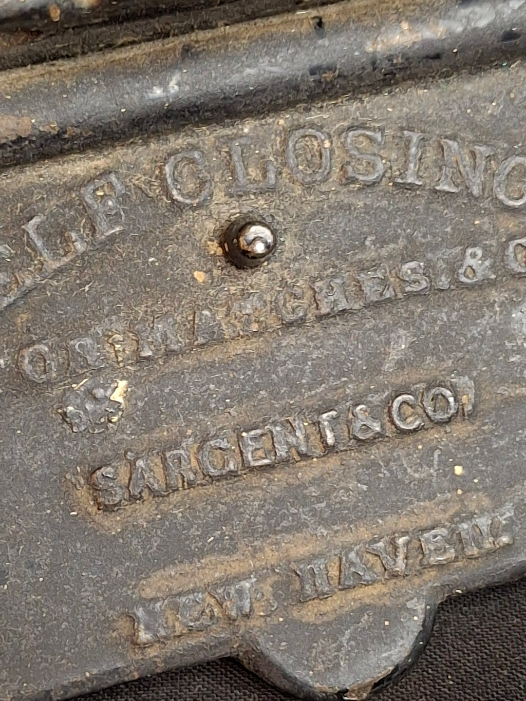 Antique Cast Iron Wall Self Closing Match Safe Box Sargent & Co New Haven CT