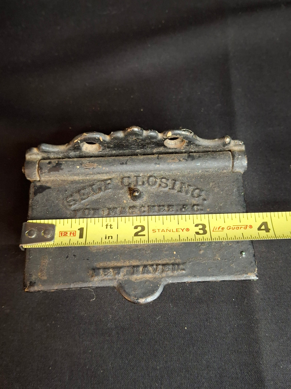 Antique Cast Iron Wall Self Closing Match Safe Box Sargent & Co New Haven CT