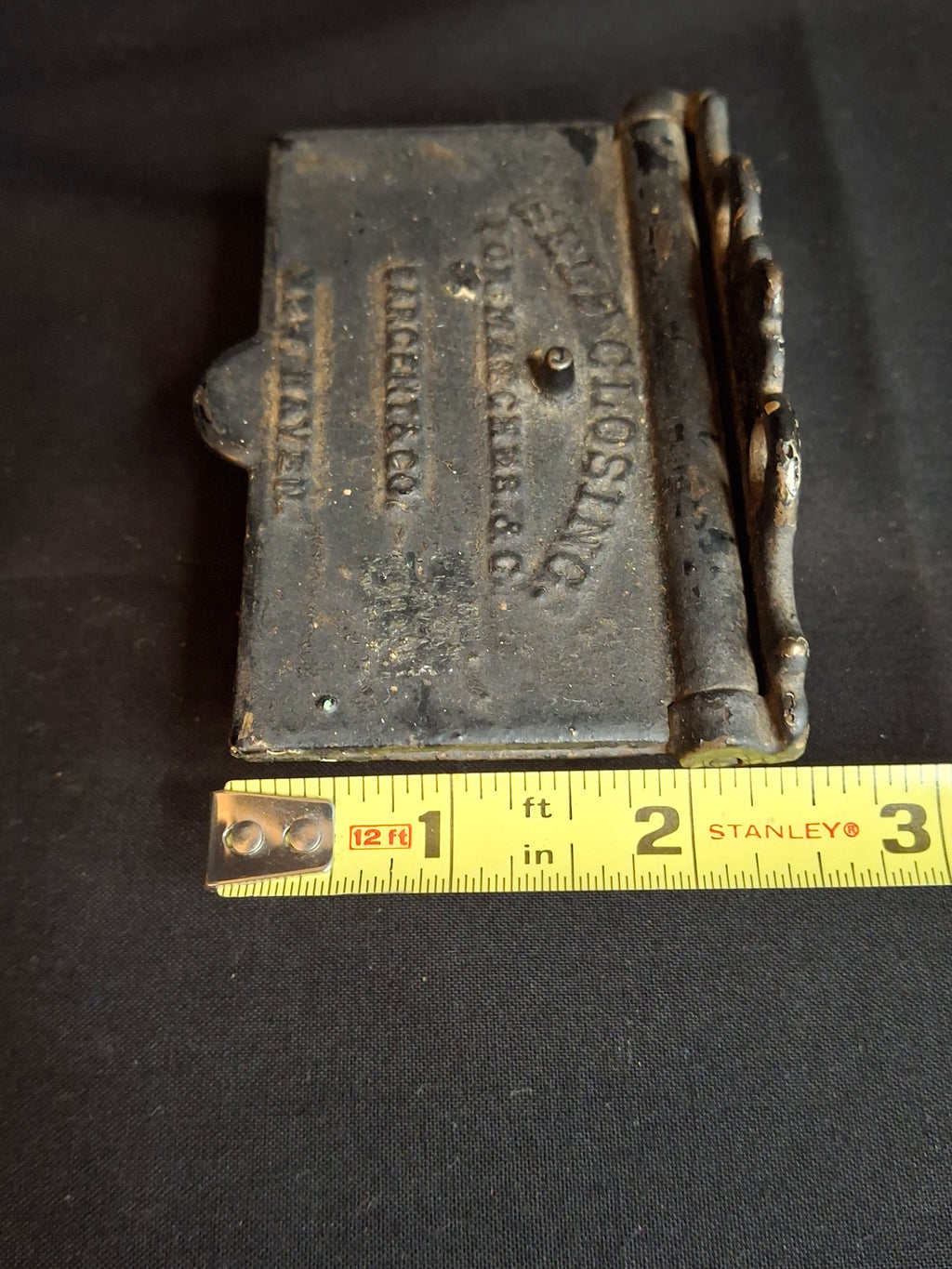 Antique Cast Iron Wall Self Closing Match Safe Box Sargent & Co New Haven CT