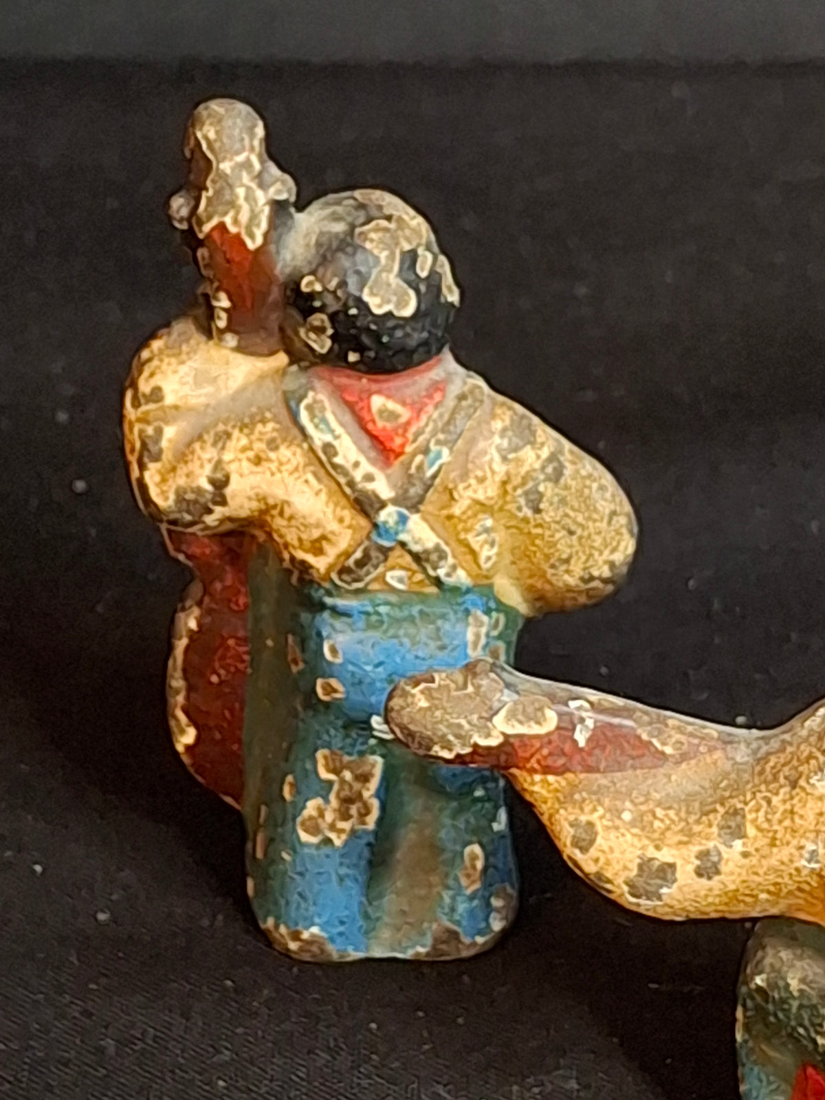 Antique Cast Iron Jazz Band Minstrel Figures Complete 6 Piece Set Double Bass Sax Trumpet Accordion Guitar Flute
