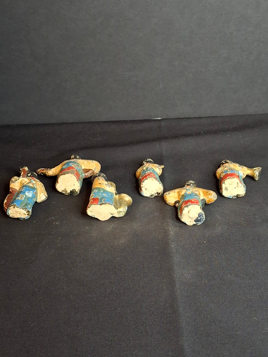 Antique Cast Iron Jazz Band Minstrel Figures Complete 6 Piece Set Double Bass Sax Trumpet Accordion Guitar Flute