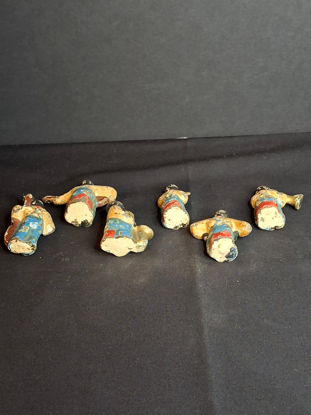 Antique Cast Iron Jazz Band Minstrel Figures Complete 6 Piece Set Double Bass Sax Trumpet Accordion Guitar Flute