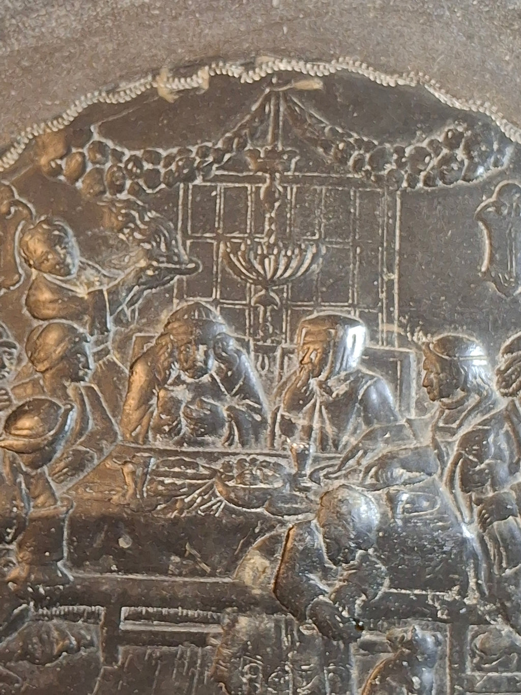18th Century Continental Pewter Sukkot Festival Charger - Rare Sukkah Scene & Hebrew Calligraphy