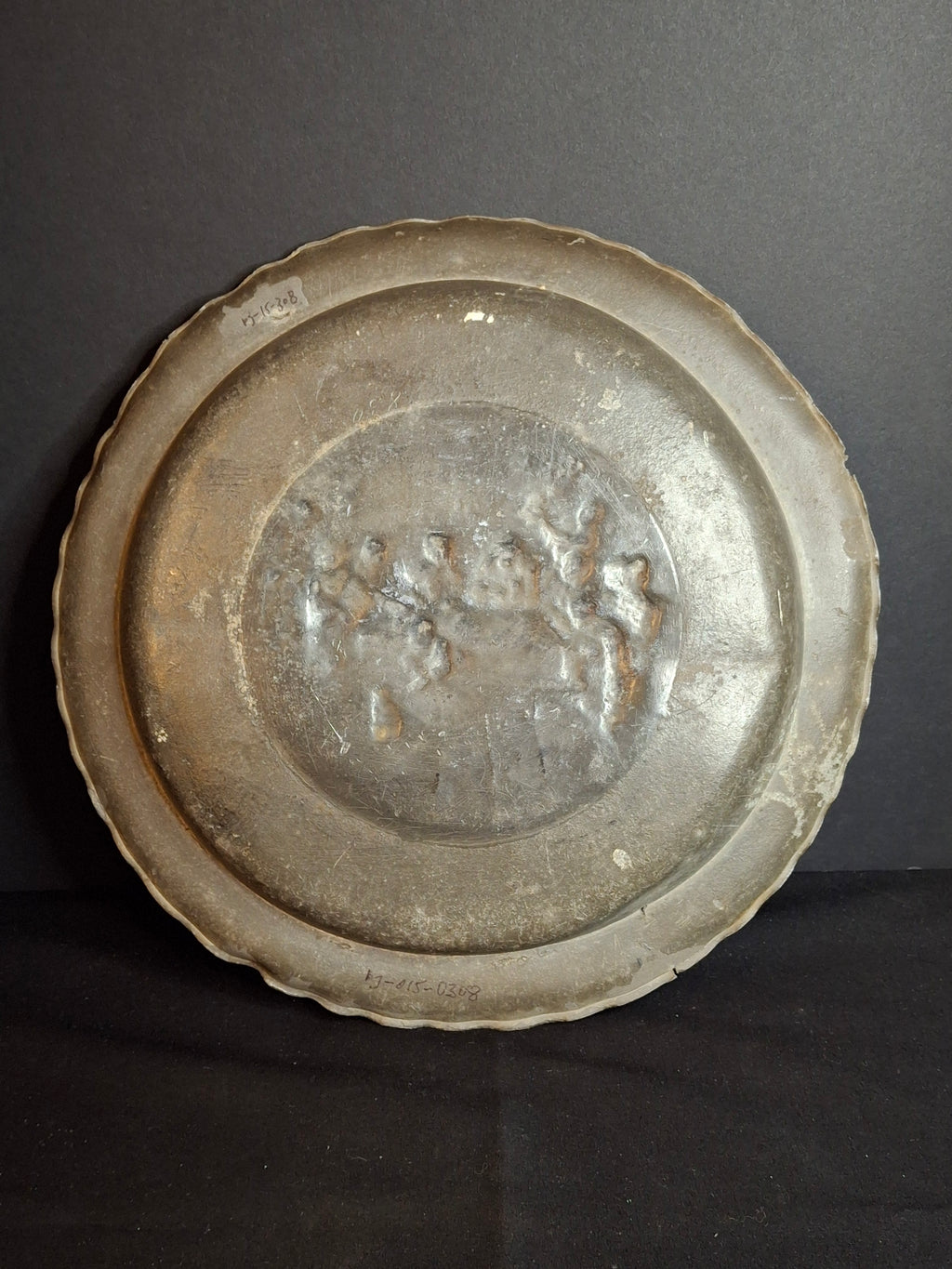18th Century Continental Pewter Sukkot Festival Charger - Rare Sukkah Scene & Hebrew Calligraphy