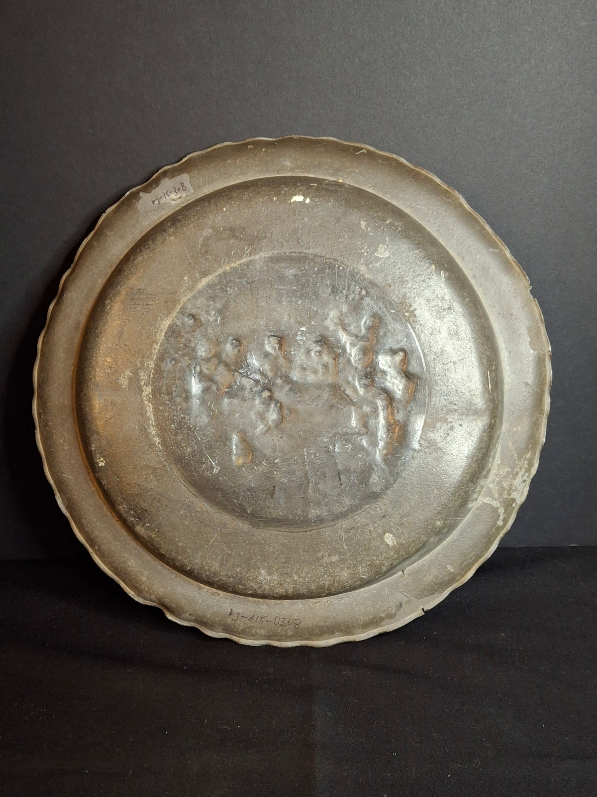 18th Century Continental Pewter Sukkot Festival Charger - Rare Sukkah Scene & Hebrew Calligraphy