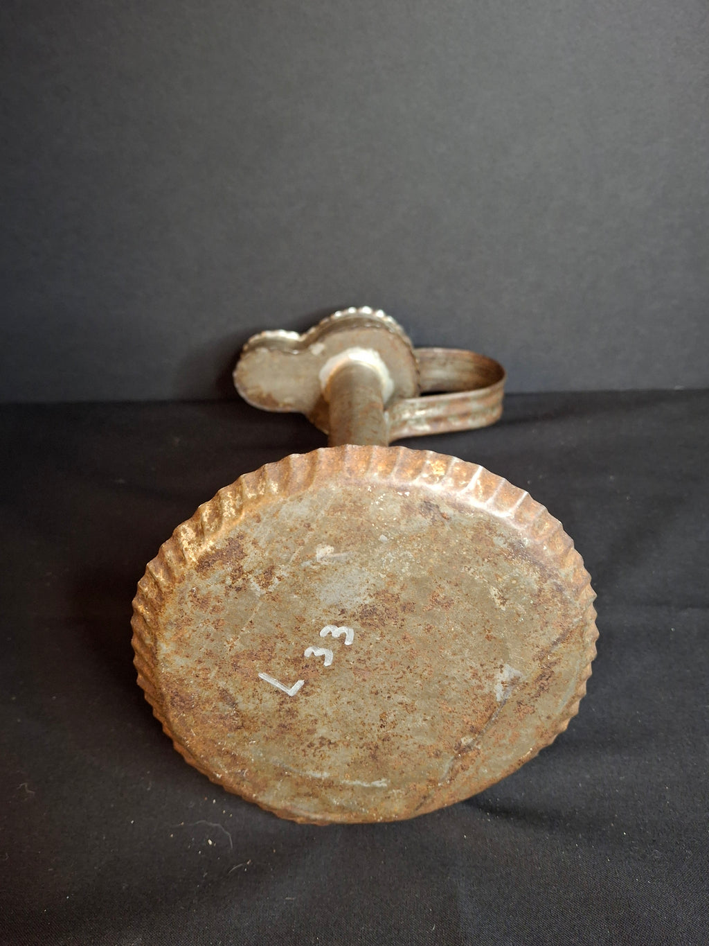 Antique Rare 19th Century Sheet Tin Betty Lamp Integrated Saucer Stand Primitive Fat Lard Grease Oil Lamp