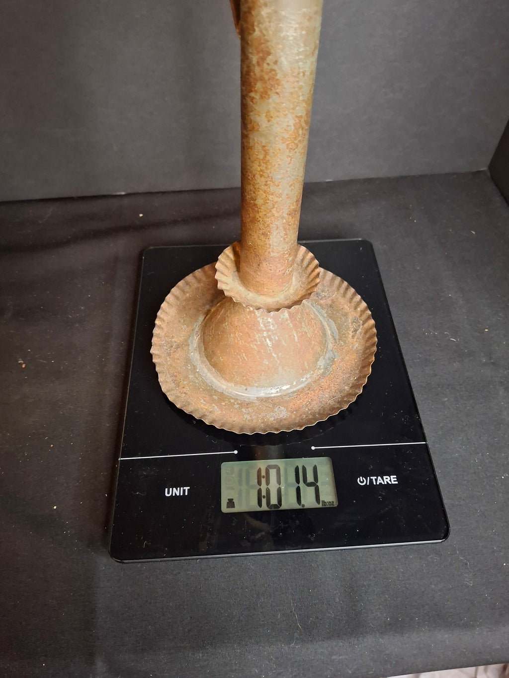 Antique Rare 19th Century Sheet Tin Betty Lamp Integrated Saucer Stand Primitive Fat Lard Grease Oil Lamp