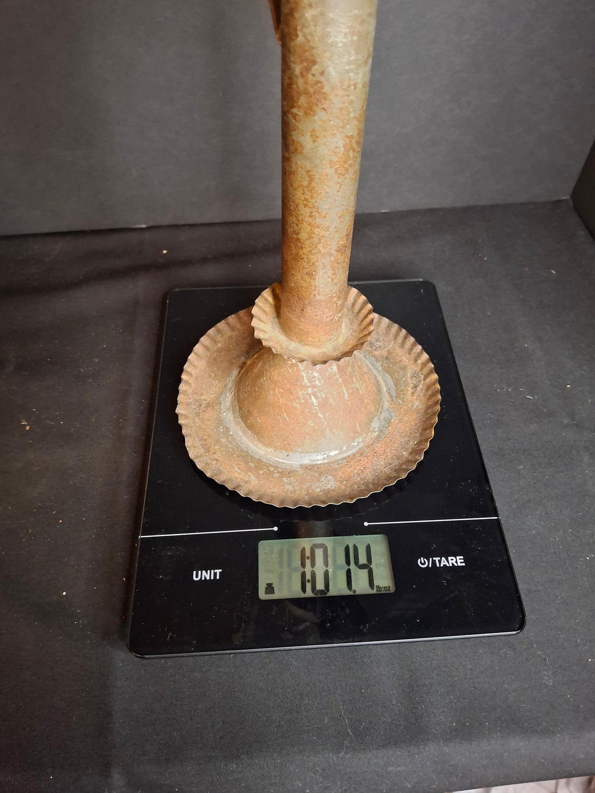 Antique Rare 19th Century Sheet Tin Betty Lamp Integrated Saucer Stand Primitive Fat Lard Grease Oil Lamp