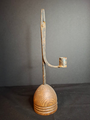 Antique 18th Century Wrought Iron Rushlight Candle Holder Hand Forged Primitive Early Lighting