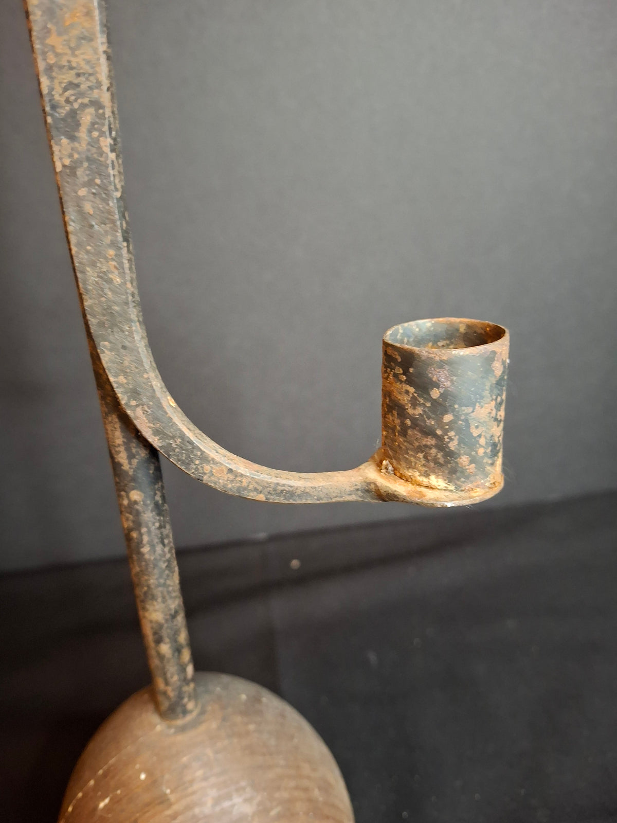 Antique 18th Century Wrought Iron Rushlight Candle Holder Hand Forged Primitive Early Lighting