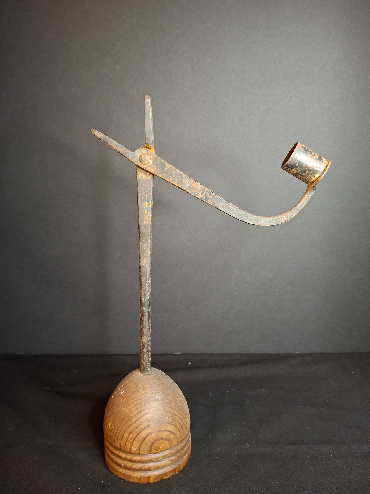 Antique 18th Century Wrought Iron Rushlight Candle Holder Hand Forged Primitive Early Lighting