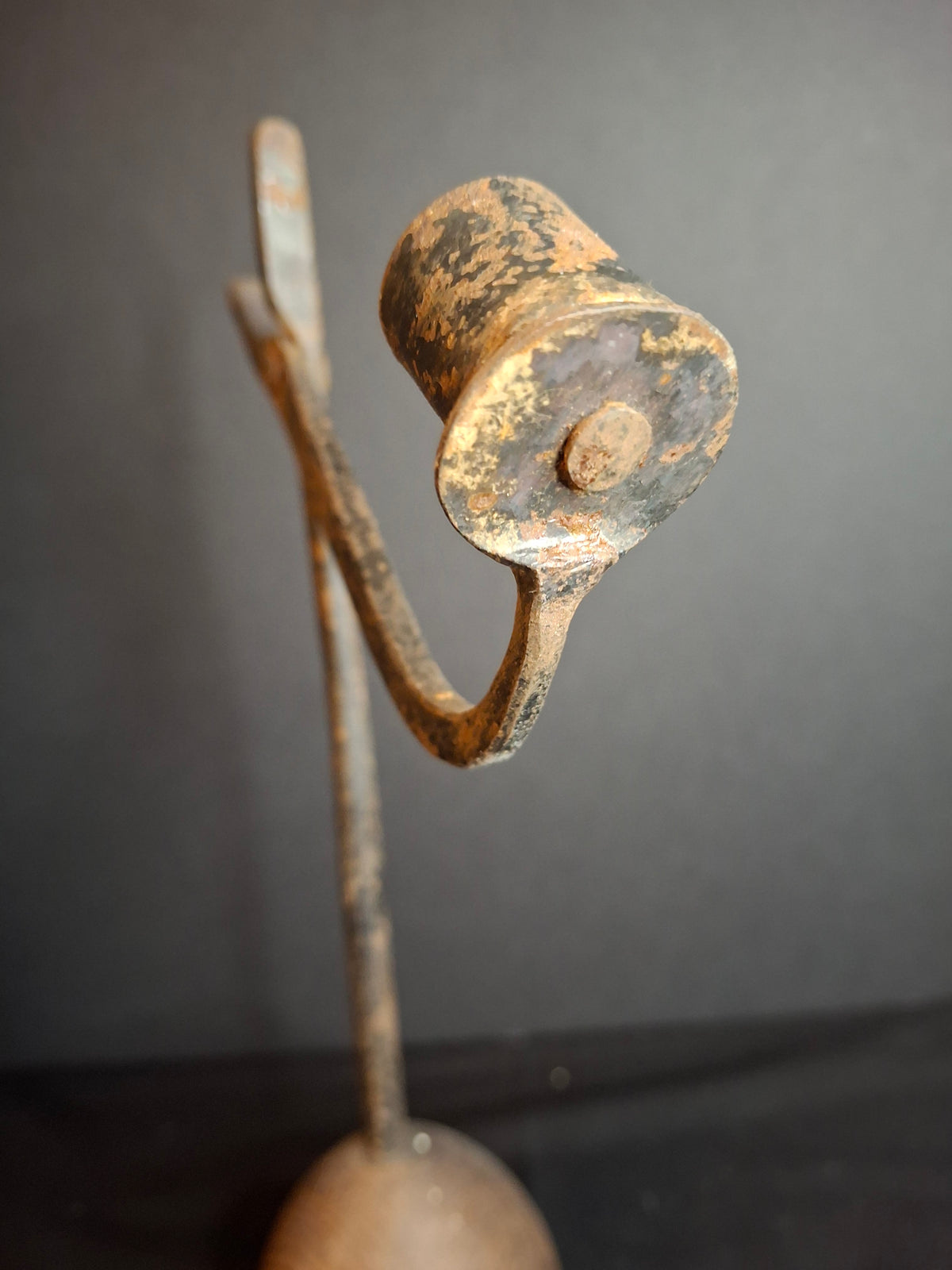 Antique 18th Century Wrought Iron Rushlight Candle Holder Hand Forged Primitive Early Lighting